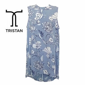 Tristan Sleeveless High Neck Striped  Floral Blouse